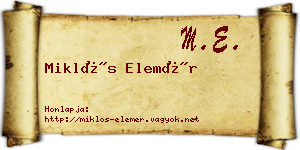 Miklós Elemér névjegykártya